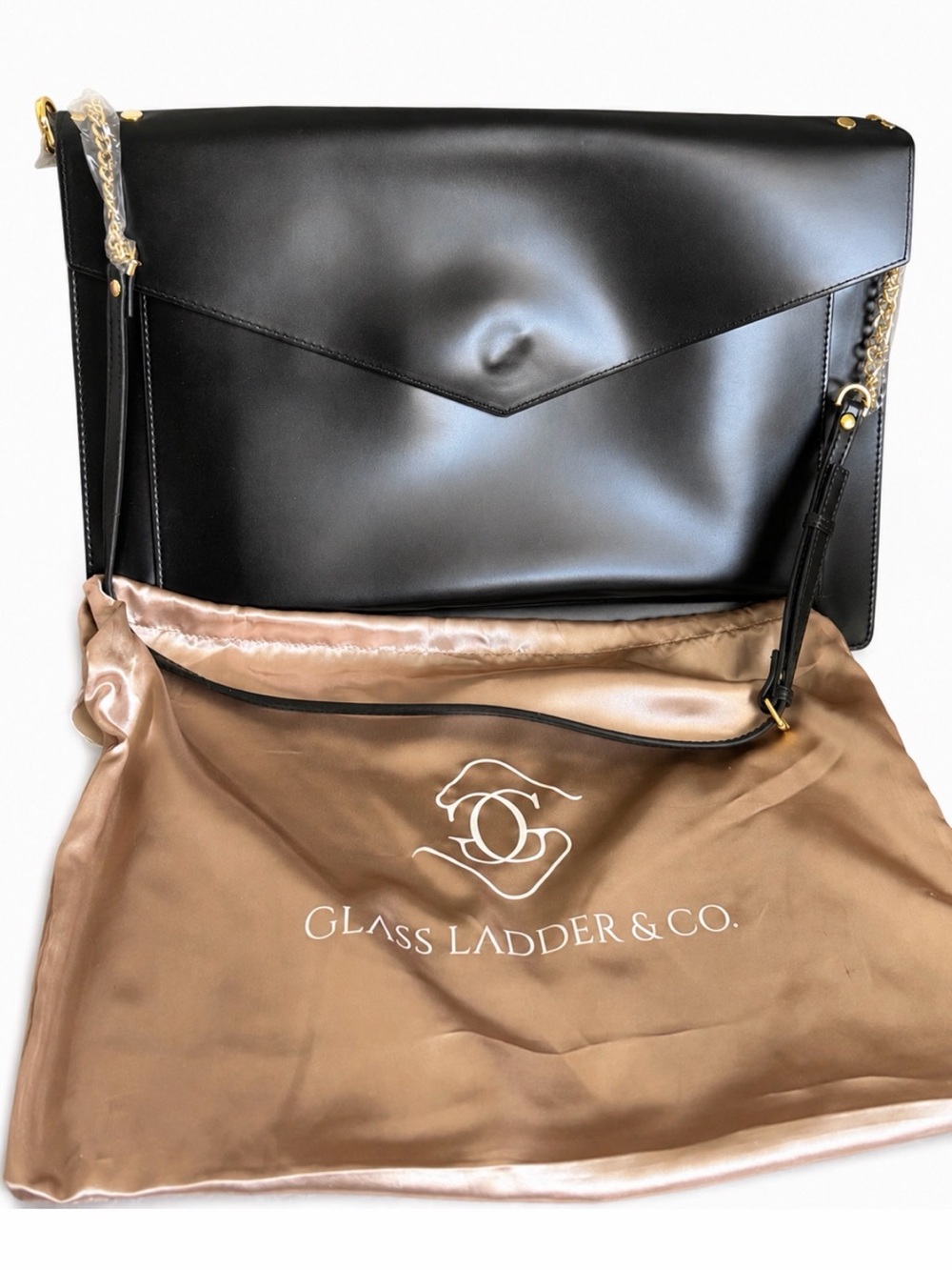 Glass Ladder & Co. The Hepburn Black Vegan Leather Laptop Bag / Document Holder